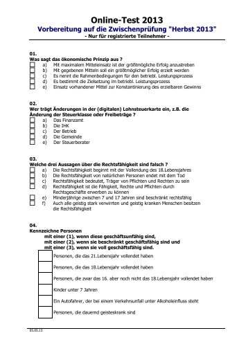 Online-Test 2013 Vorbereitung auf die Zwischenprüfung ... - KiGW.de