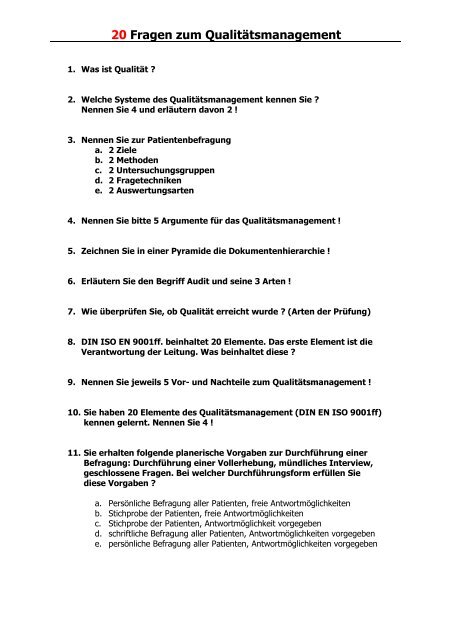 020 Fragen Qualitätsmanagement - KigW.de
