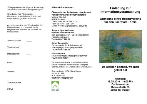 Flyer Hospizverein - Kirche in Homburg