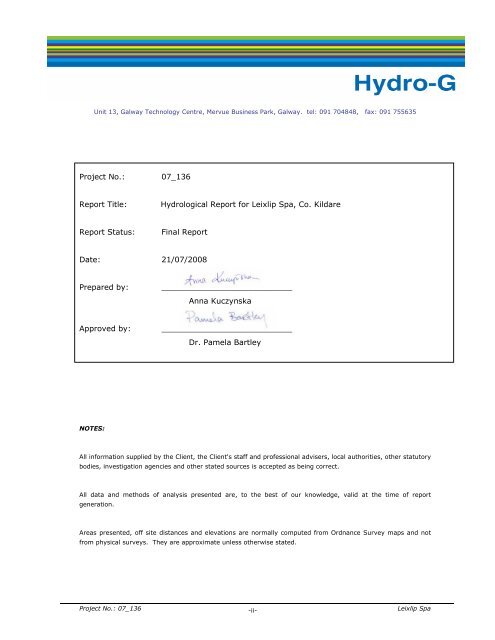 Hydro G Final report - Kildare.ie