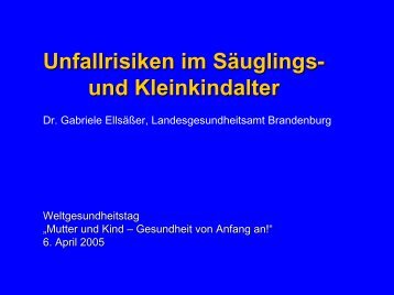 Unfallrisiken im Säuglings- und Kleinkindalter - Kinder-Umwelt ...