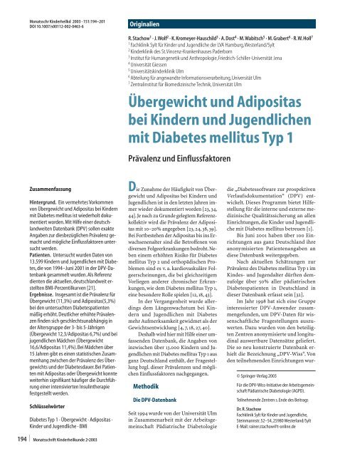 Ubergewicht Und Adipositas Bei Kindern Und Springer