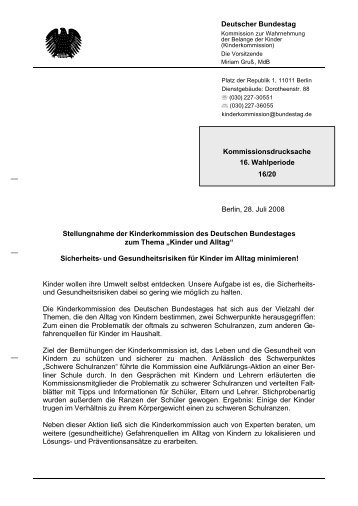 Deutscher Bundestag Berlin, 28. Juli 2008 Stellungnahme der ...