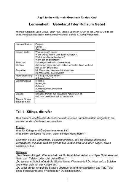 Lerneinheit Gebetsruf Der Ruf Zum Gebet