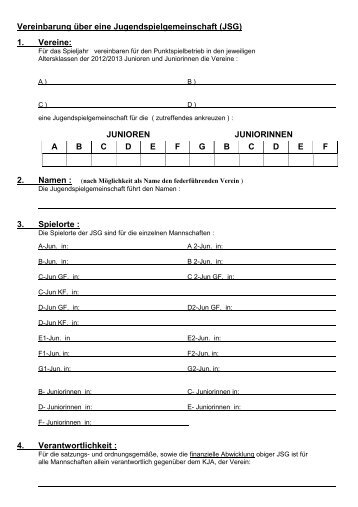 Vereinbarung über eine Jugendspielgemeinschaft (JSG)