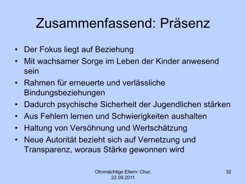 Referat von Karl Dülli, Fachpsychologe für Psychotherapie FSP