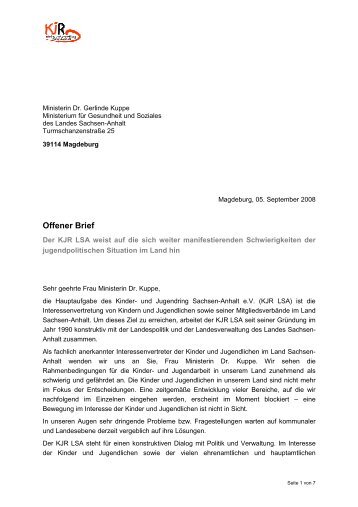 Der KJR LSA weist auf die sich weiter manifestierenden ... - Kinder