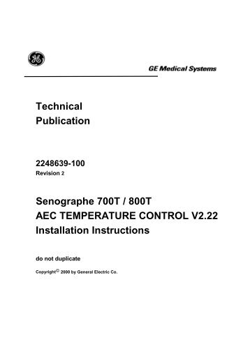Senographe 700T / 800T AEC TEMPERATURE CONTROL - KKMed