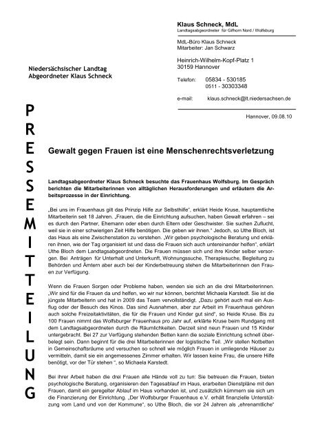 Download Pressemitteilung - Klaus Schneck