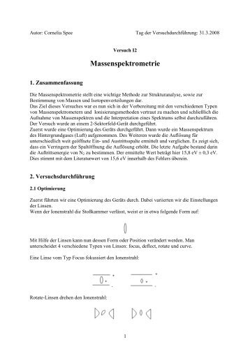 Massenspektrometrie - Klaus Reitberger