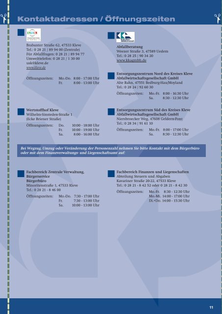 ABFALLKALENDER 2011 - in Kleve