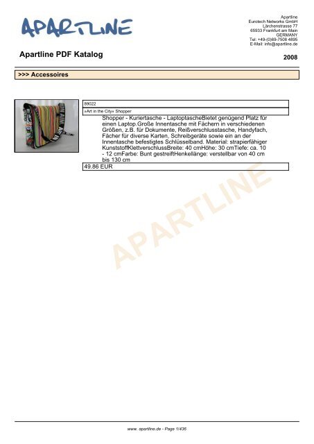 APARTLINE Apartline PDF Katalog - Eurotech Networks GMBH