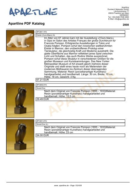 APARTLINE Apartline PDF Katalog - Eurotech Networks GMBH