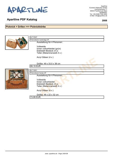 APARTLINE Apartline PDF Katalog - Eurotech Networks GMBH