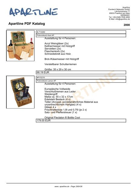 APARTLINE Apartline PDF Katalog - Eurotech Networks GMBH