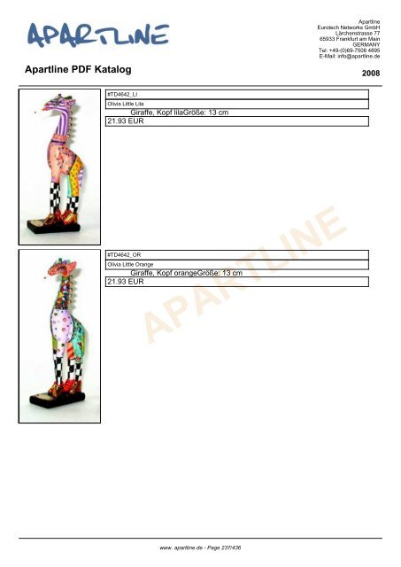 APARTLINE Apartline PDF Katalog - Eurotech Networks GMBH