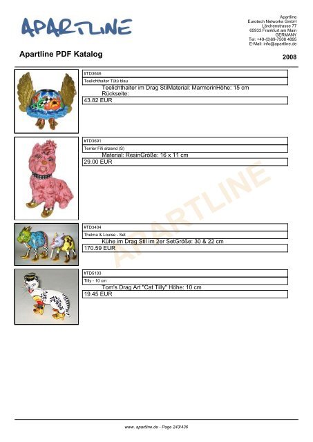 APARTLINE Apartline PDF Katalog - Eurotech Networks GMBH