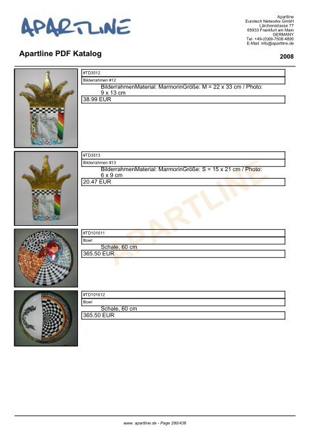 APARTLINE Apartline PDF Katalog - Eurotech Networks GMBH