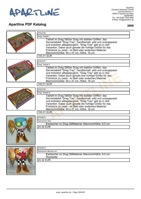 APARTLINE Apartline PDF Katalog - Eurotech Networks GMBH