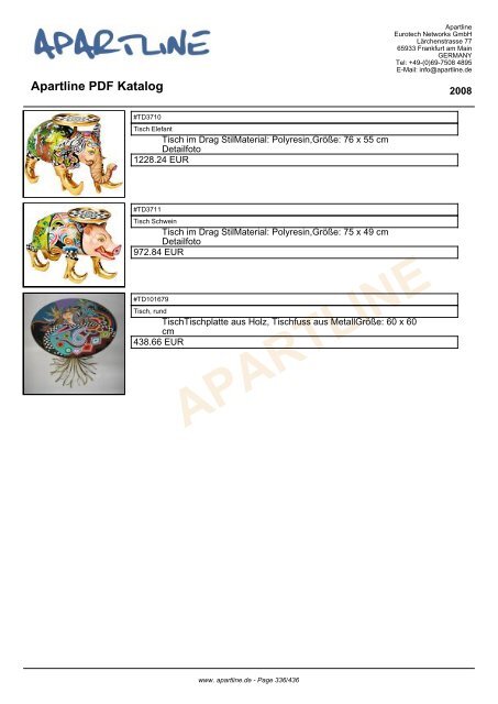 APARTLINE Apartline PDF Katalog - Eurotech Networks GMBH