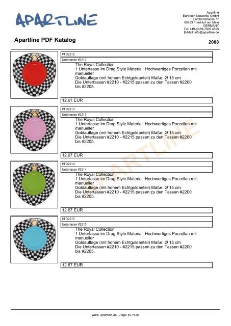 APARTLINE Apartline PDF Katalog - Eurotech Networks GMBH