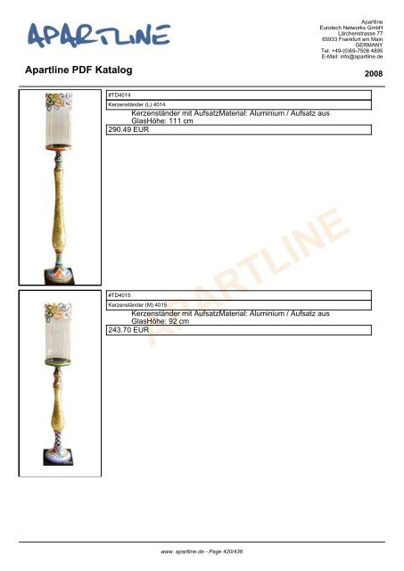 APARTLINE Apartline PDF Katalog - Eurotech Networks GMBH