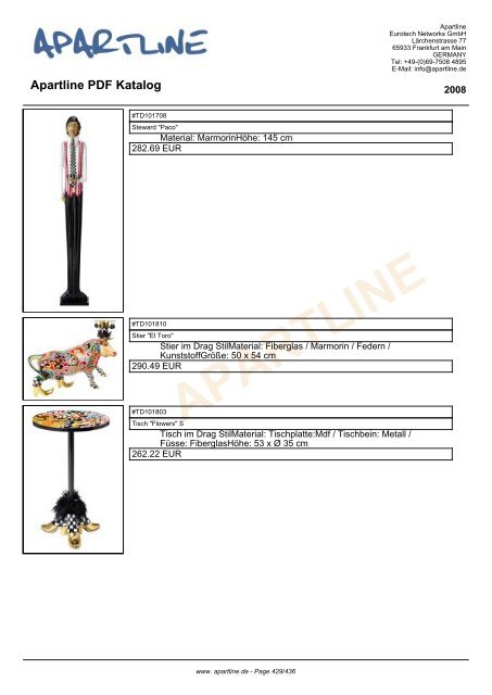 APARTLINE Apartline PDF Katalog - Eurotech Networks GMBH