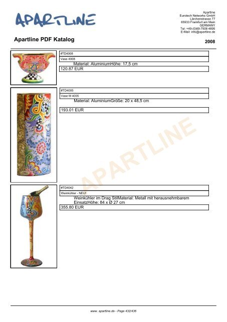 APARTLINE Apartline PDF Katalog - Eurotech Networks GMBH