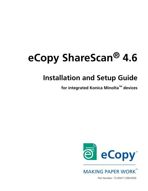 Ecopy Sharescan Installation And Setup Guide For Konica Minolta