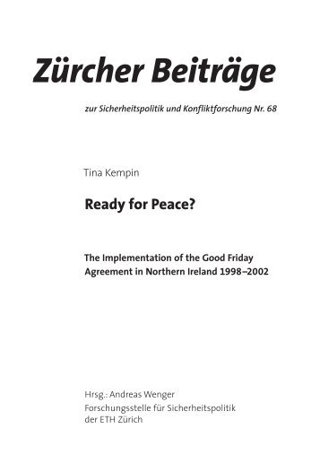 Zürcher Beiträge Ready for Peace? - ETH Zürich