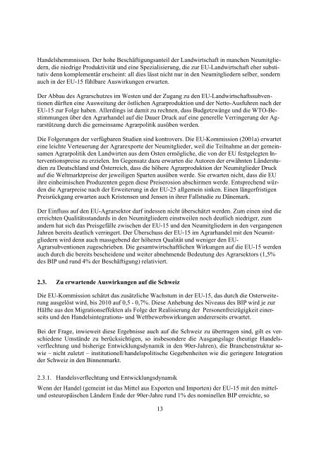 Bericht des Bundesrates ueber die EU-Osterweiterung und die ...
