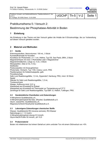 UGCh-Th05-V2: Bestimmung der Phosphatase-Aktivität in Boden