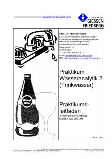 Praktikum Wasseranalytik 2 - und Biotechnologie (KMUB)