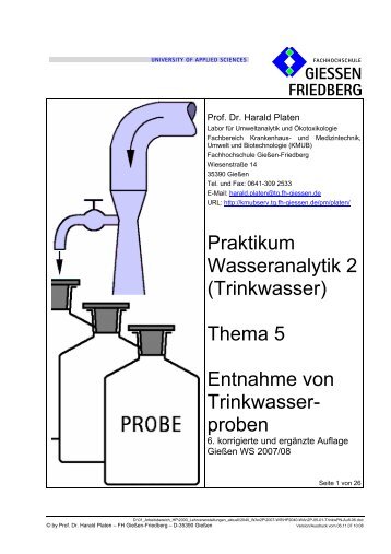 Praktikum Wasseranalytik 2 - und Biotechnologie (KMUB)