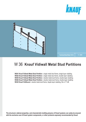 W 36 Knauf Vidiwall Metal Stud Partitions