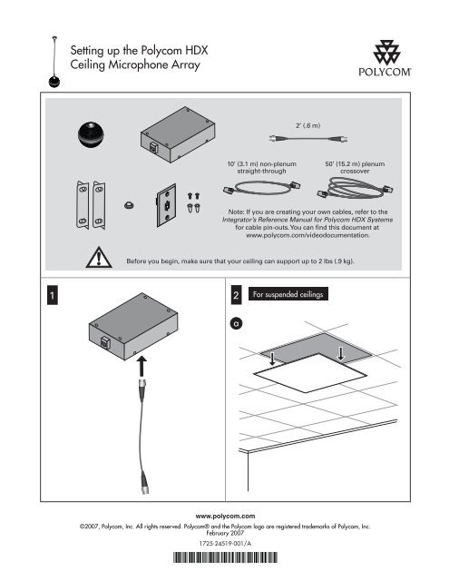 Setting Up The Polycom Hdx Ceiling Microphone Array Diagram