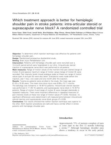 Which treatment approach is better for hemiplegic shoulder pain in ...