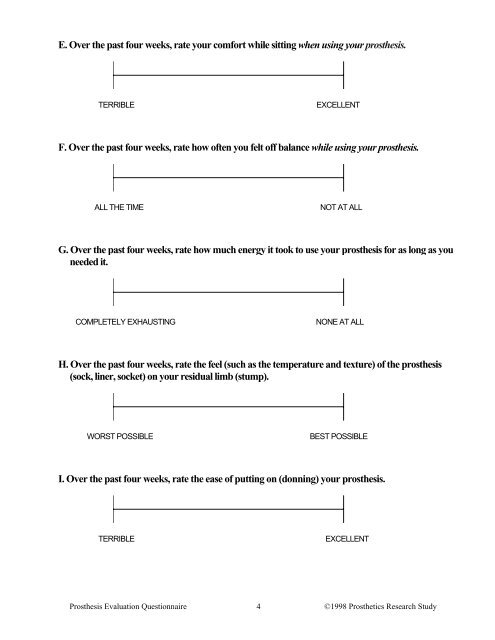 Prosthesis Evaluation Questionnaire - Análise de Marcha