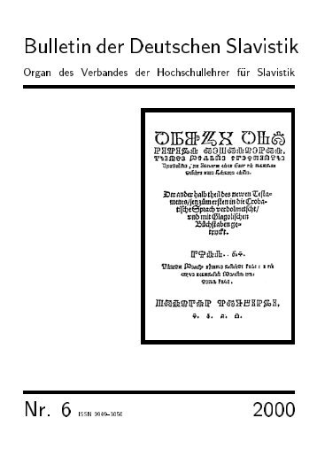 Bulletin der Deutschen Slavistik 2000 - Kodeks