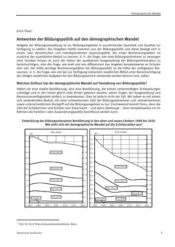 Antworten der Bildungspolitik auf den demographischen Wandel