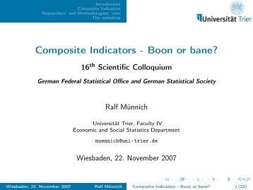 Composite Indicators - Boon or bane? - Statistisches Bundesamt