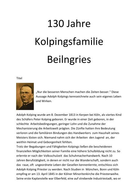 130/140 Jahre Kolpingsfamilie Beilngries - Kolping Beilngries