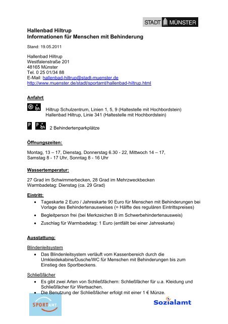Hallenbad Hiltrup - Informationen für Menschen mit ... - KOMM Münster