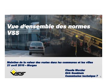Vue d'ensemble sur les normes de la VSS - Claude Morzier