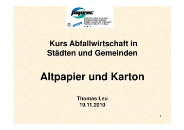 Thomas Leu, Papirec SA - Kommunale Infrastruktur