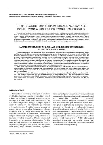 STRUKTURA STREFOWA KOMPOZYTÓW AK12-Al2O3 I AK12-SiC ...