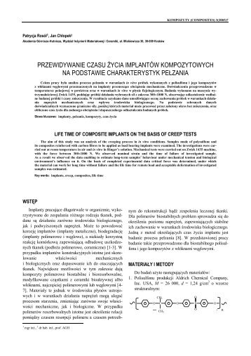 przewidywanie czasu życia implantów kompozytowych na ...