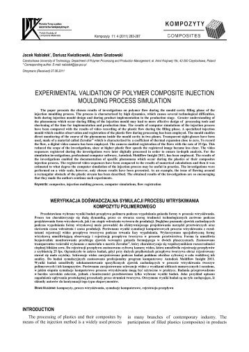 experimental validation of polymer composite injection moulding ...
