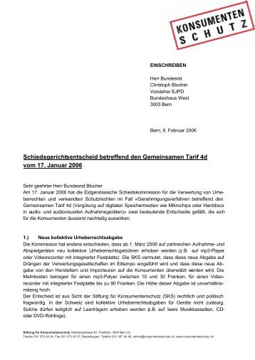 Brief an Bundesrat Christoph Blocher - Stiftung für ...