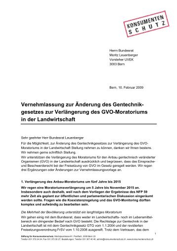 Vernehmlassungsantwort der SKS - Stiftung für Konsumentenschutz